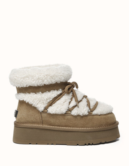 【UGG EXPRESS】EVERAU Sheepskin Ankle Platform Short Carmen UGG EVERAU® UGG Boots Women Sheepskin Wool Ankle Platform